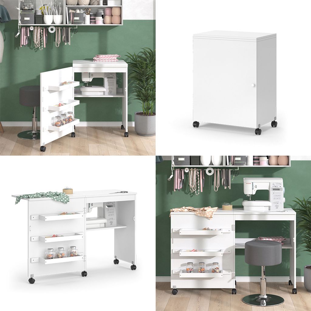 Vicco Stół do szycia Carmen, 118.5 x 79.5 cm z 3 półkami, Zdjęcie produktu 8