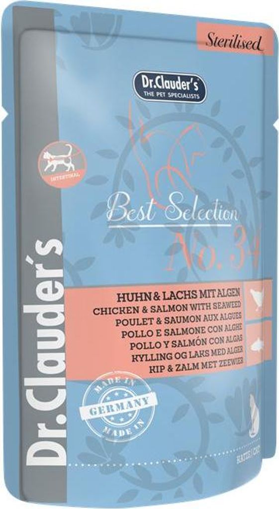 Dr. Clauder's Cat Best Selection Adult Sterilized 16x85g | No 34 Huhn & Lachs mit Algen
