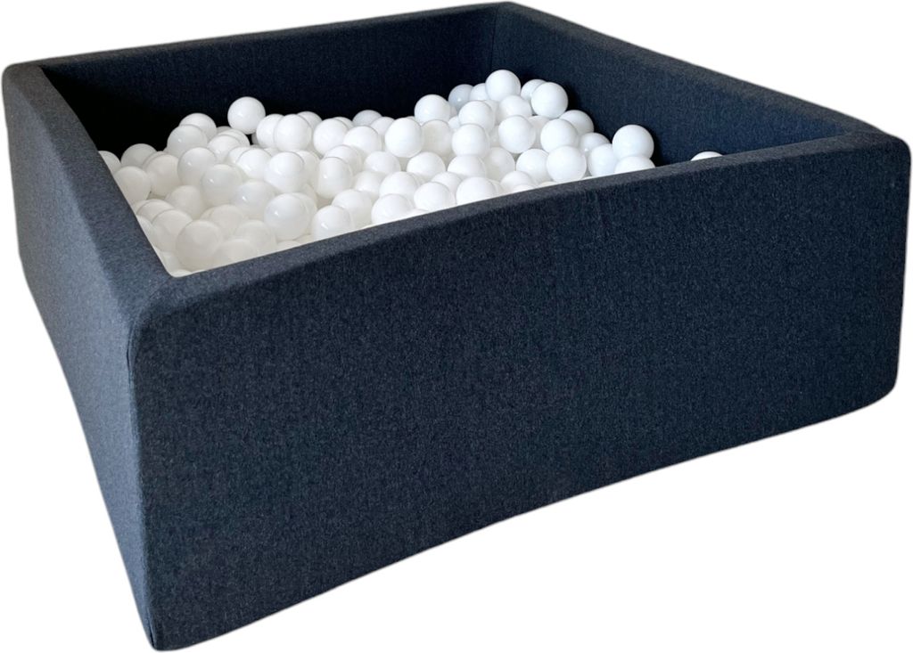 Monio for Kids - Graphite Quadratische Trockener Ballpool mit 400 Bällen Baby Bällebad Spielpool abnehmbarer Bezug waschbar Spielplatz für Klein...
