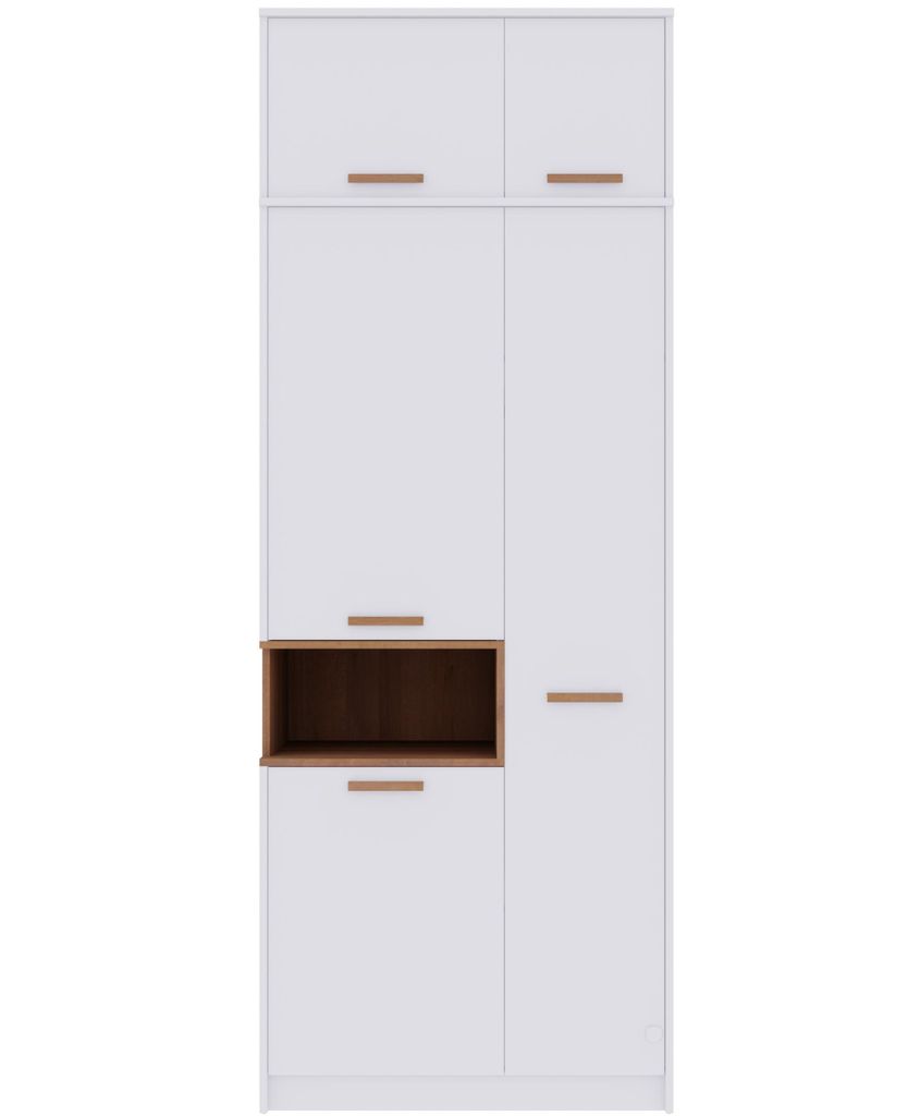 Marmex Möbel Kleiderschrank mit Schrankaufsatz Grant G1/18N Weiß 88x235x54 cm