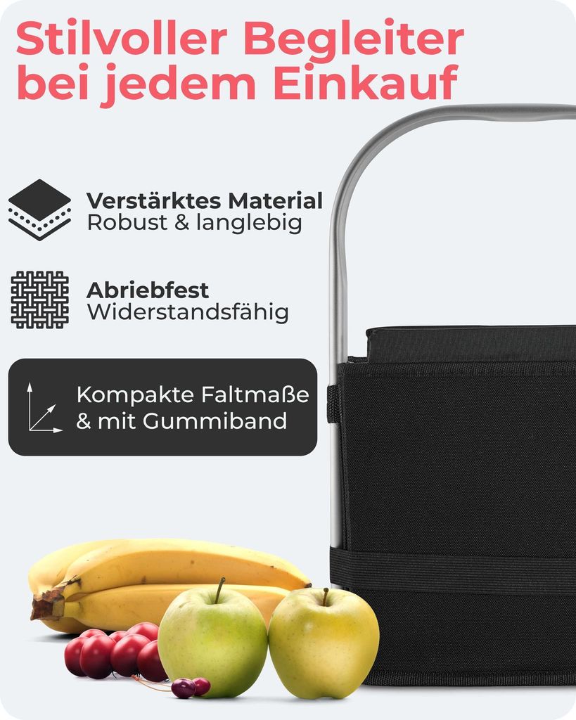 Handle-Box Einkaufs-Korb mit Aluminium Griff Faltbarer Produktbild 5