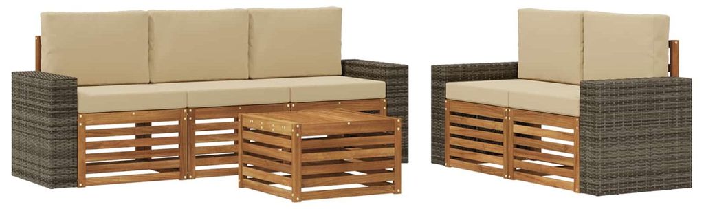 vidaXL Sofagarnituren mit Kissen 6 pcs Massivholz Akazie