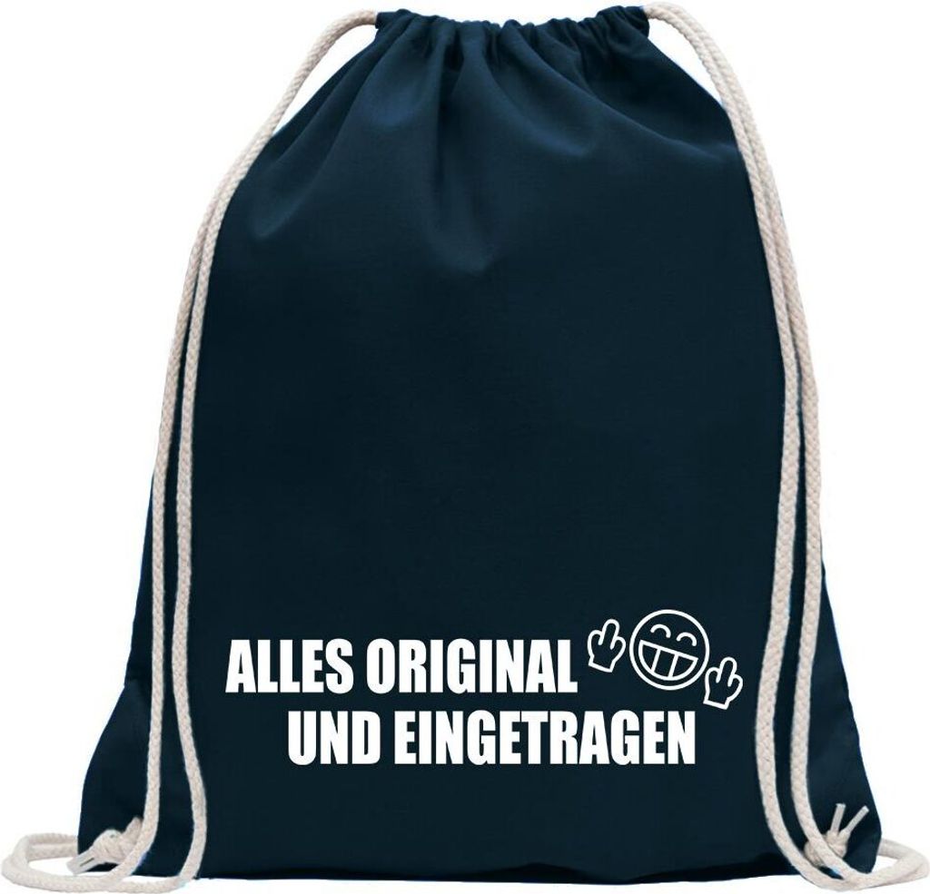 Kiwistar - Turnbeutel - dunkelblau - Alles Original und Eingetragen - Fun Rucksack Sport Beutel Gymsack Baumwolle mit Ziehgurt