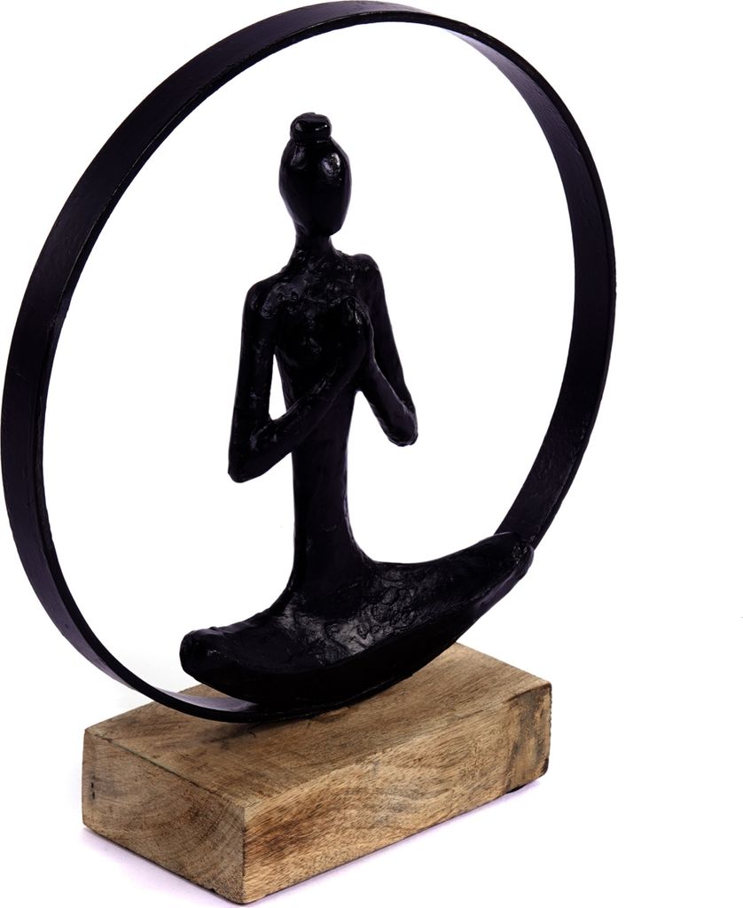 SKULPTUR "NAMASTE" | Mangoholz, Aluminium | Yoga Deko Figur