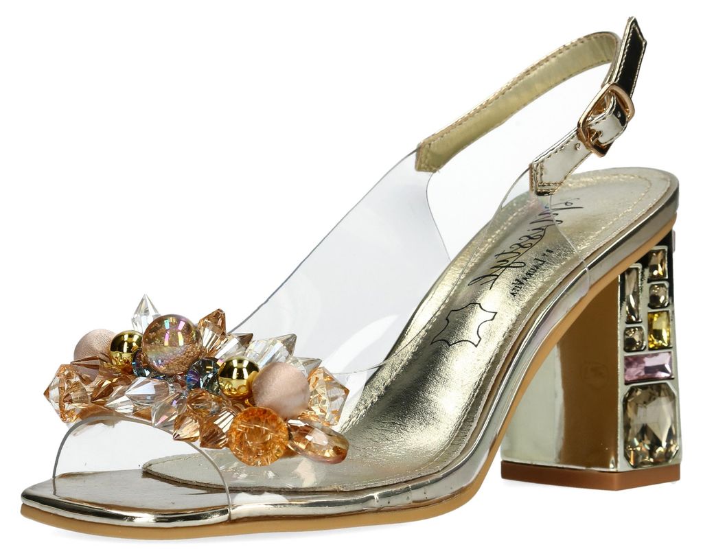 Misstyl by Laura Vita Damen Sandalette Glitzersteine Slingback MISSY 14, Größe:39 EU, Farbe:Gold