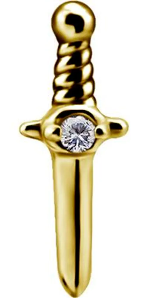 Embout Piercing Push-in CoCr NF Doré avec Zircone pour Peau Sensible