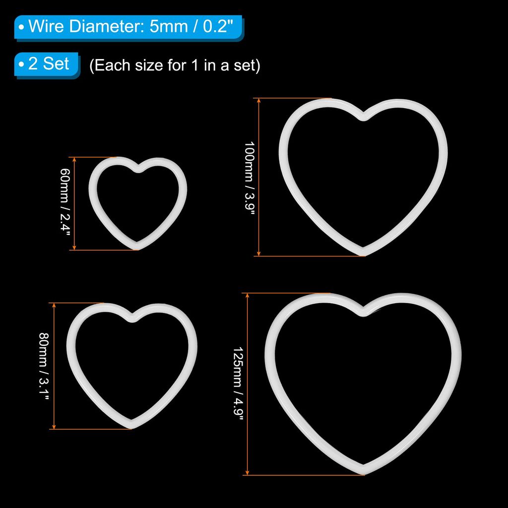Traumf?nger-Ring-Set, 2 Sets 4 Gr??en Kunststoff Herzform Makramee Kranz Blumenring fš¹r DIY Handwerk Hochzeit Wanddekoration, Wei?