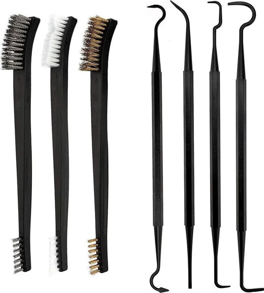 Kit de nettoyage détaillé avec brosses métalliques et crochets - 7pcs