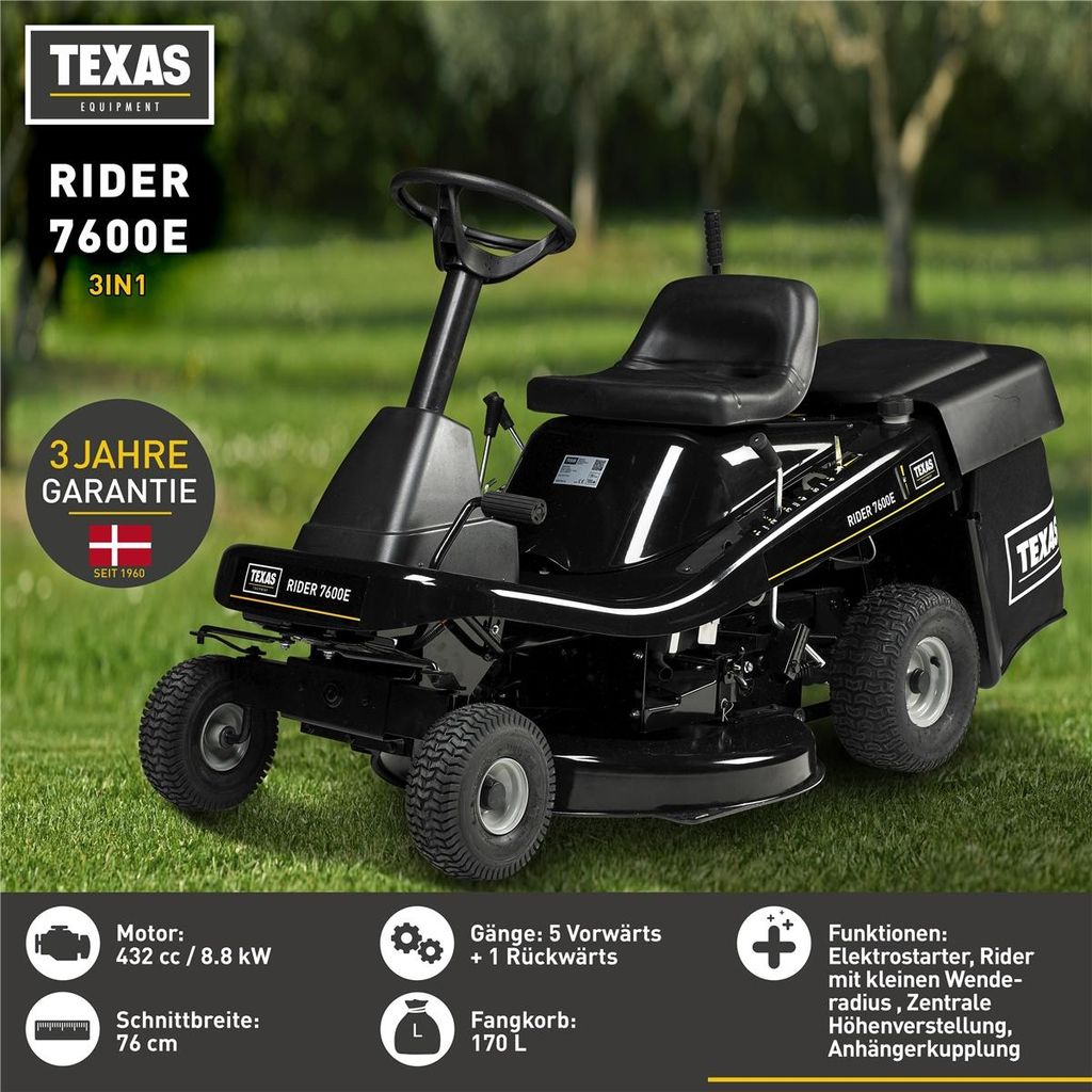 TEXAS Aufsitzmäher Aufsitzrasenmäher Rasentraktor Rider Produktbild 