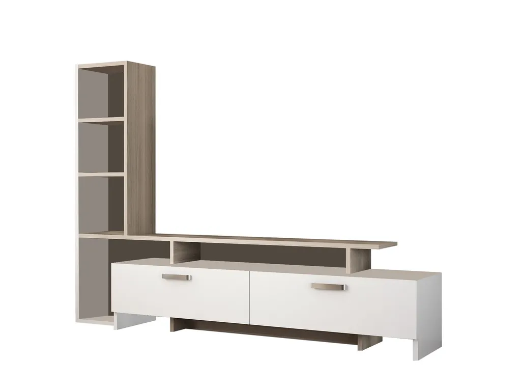 Meuble TV Mural Blanc Şimal : Solution Rangement et Design Grand Format - 4