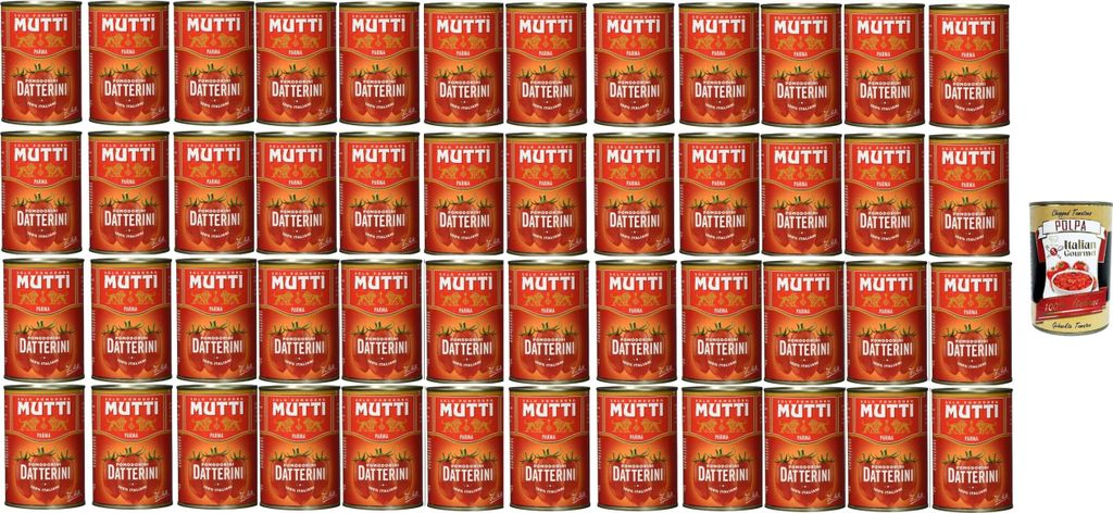 Mutti Pomodorini Datterini 48x400g Dose, ganze italienische Datteltomaten in Tomatensaft, 100% italienisch, Vorratspack für Pasta, Pizza, Saucen &...