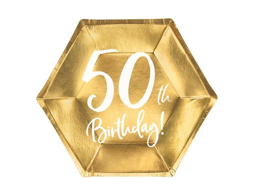 Piatti di carta per feste 50 ANNI - compleanno - oro - 20 Immagine del prodotto 