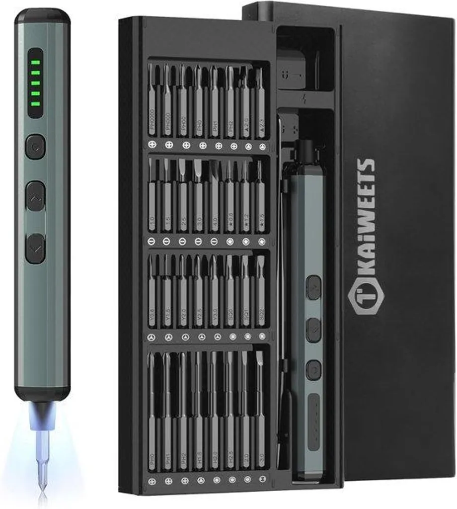 Tournevis de précision électrique sans fil et kit de 64 têtes aimantées