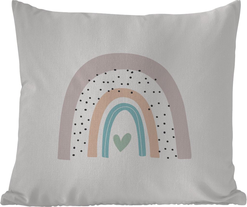 MuchoWow Outdoor Kissen - Regenbogen - Herz - Pünktchen - Kinder - Kinder - 60x60 cm - Wetterfest - Lounge Kissen - Dekoration - Schlaf Kissen