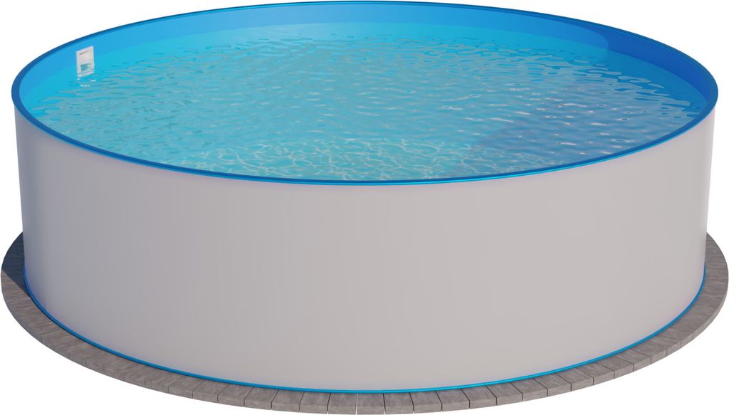 Stahlwandpool rund Exklusiv 450x120 cm, Stahl 0,6 mm weiß, Folie 0,6 mm blau, Einhängebiese