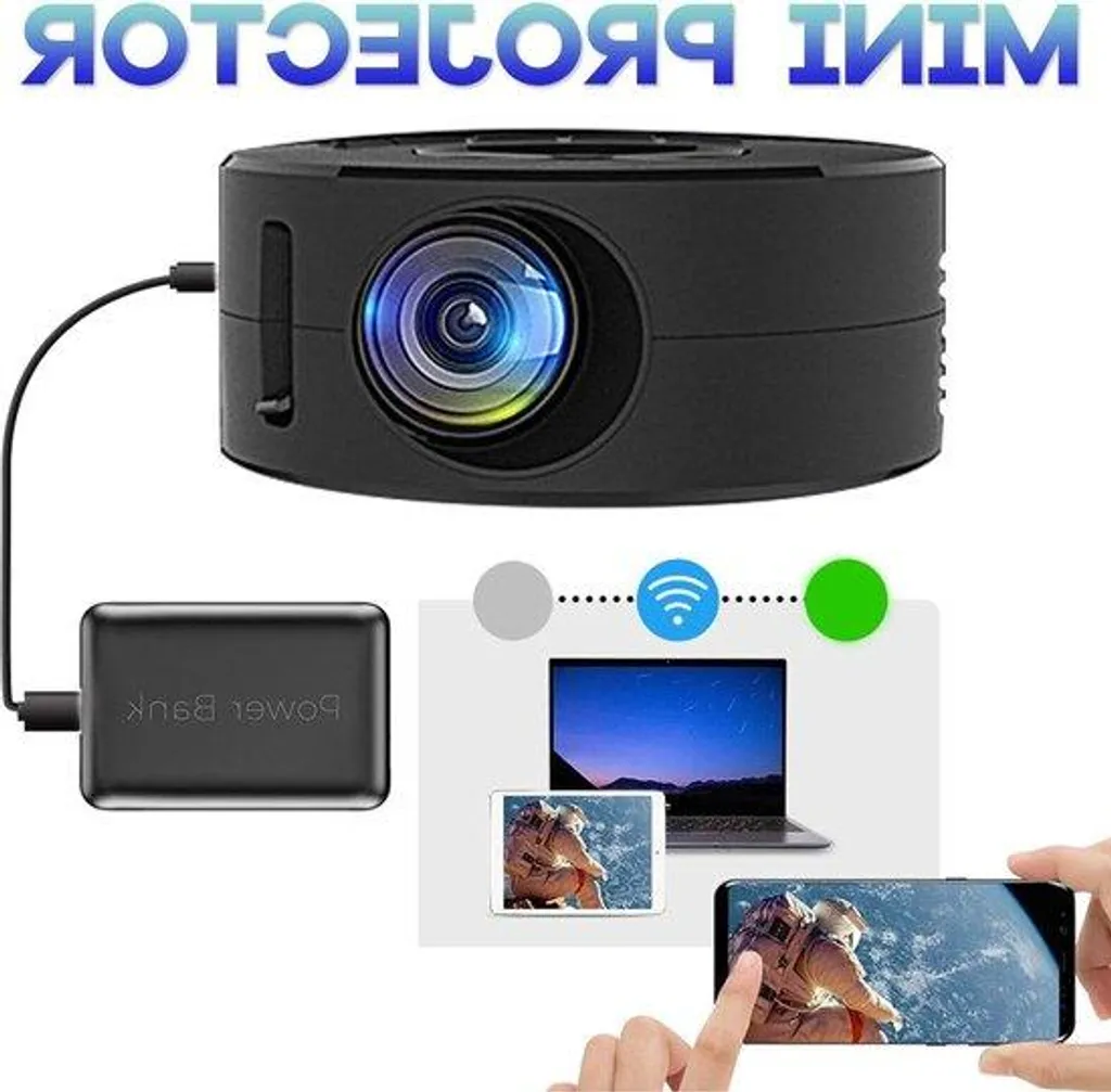 Kit Vidéoprojecteur Portable 1080p LED avec Haut-parleurs Intégrés Noir