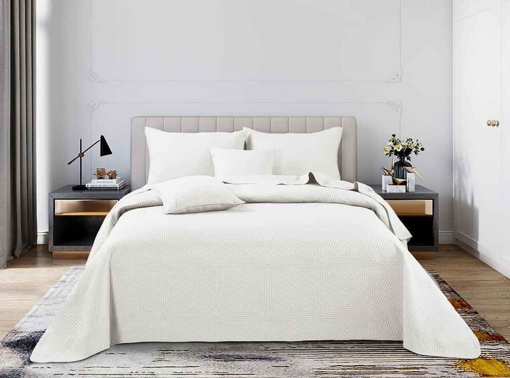 Cream Floor Bed Raise Cannon Piculated Cover Pled 200X220 Trio