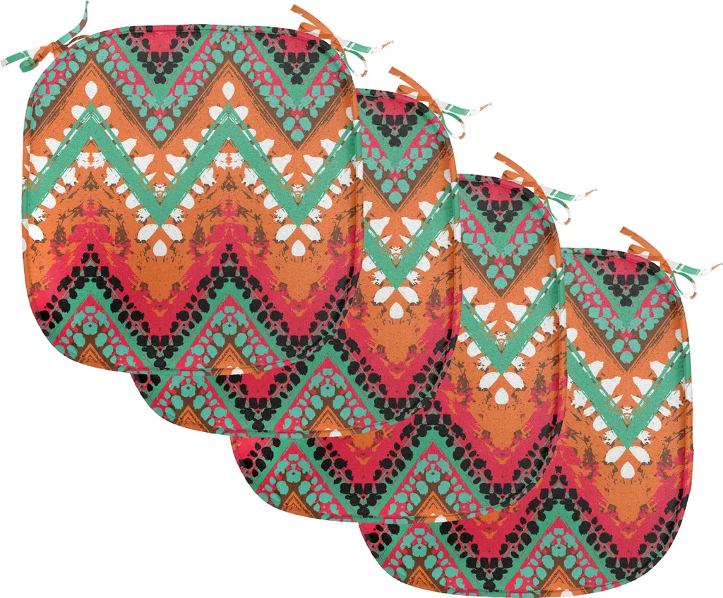 Set 4 Cuscini Impermeabili per Sedie 40x40 cm Motivo Zig Zag Etnico
