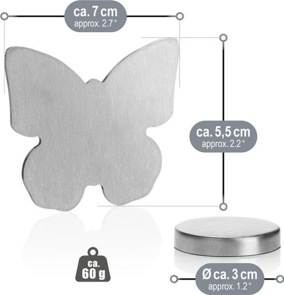 com-four 8x Poids de Nappe Magnétiques en Acier Inoxydable de 60g