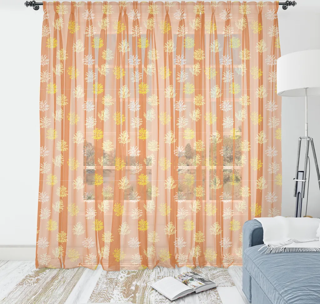 Tenture murale décorative thème automne en tissu satiné 135x274 cm jaune