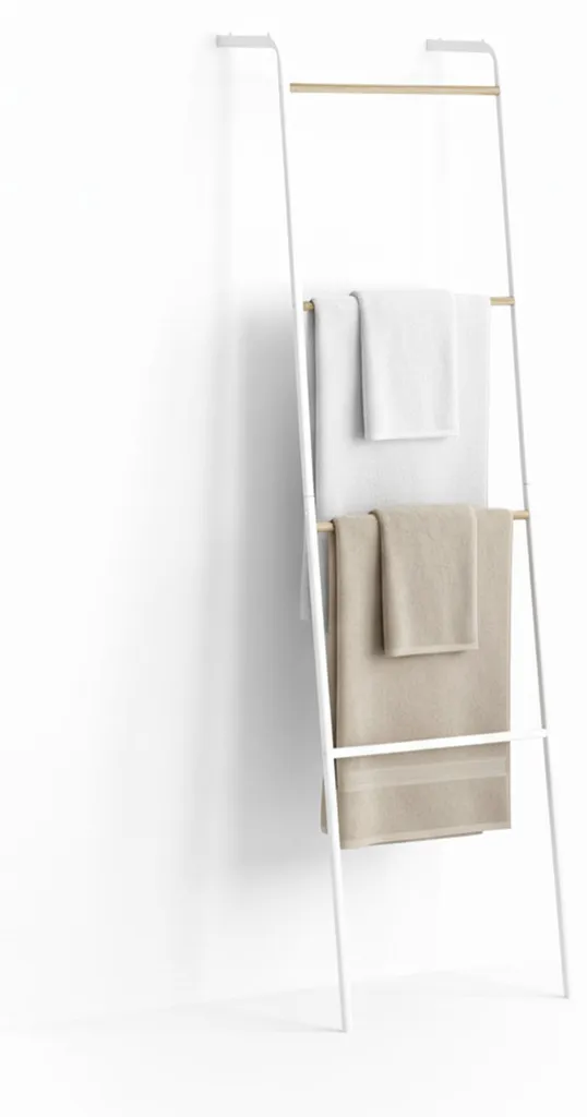Échelle porte-serviettes métal sans perçage blanche 158 cm 4 niveaux