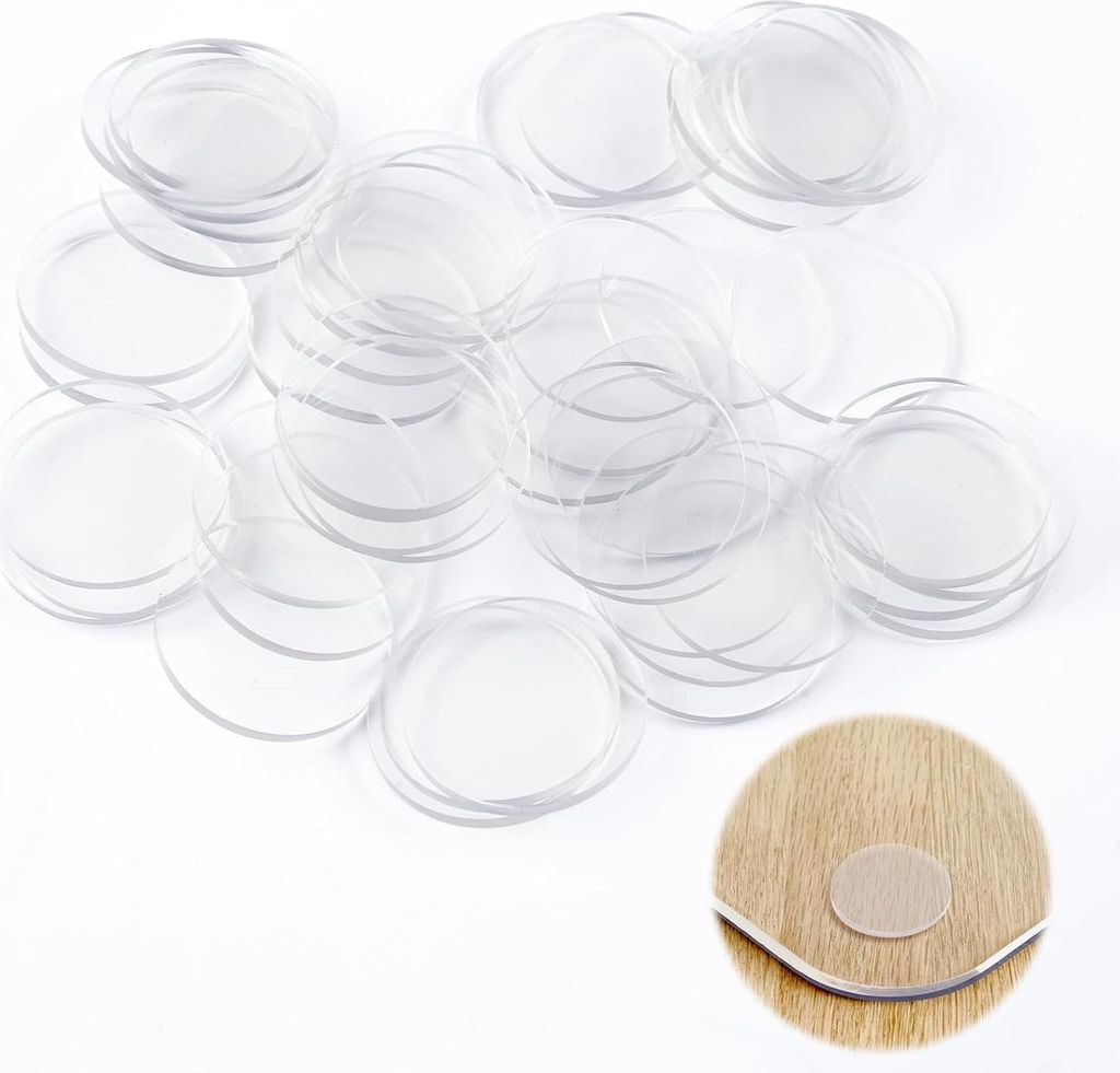 50 Stück transparente Antirutsch-Pads für Glastischplatte - 27 x 2 mm - elastische Gummipuffer