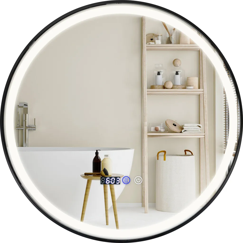 Miroir mural LED haute définition incassable avec 3 couleurs de lumière