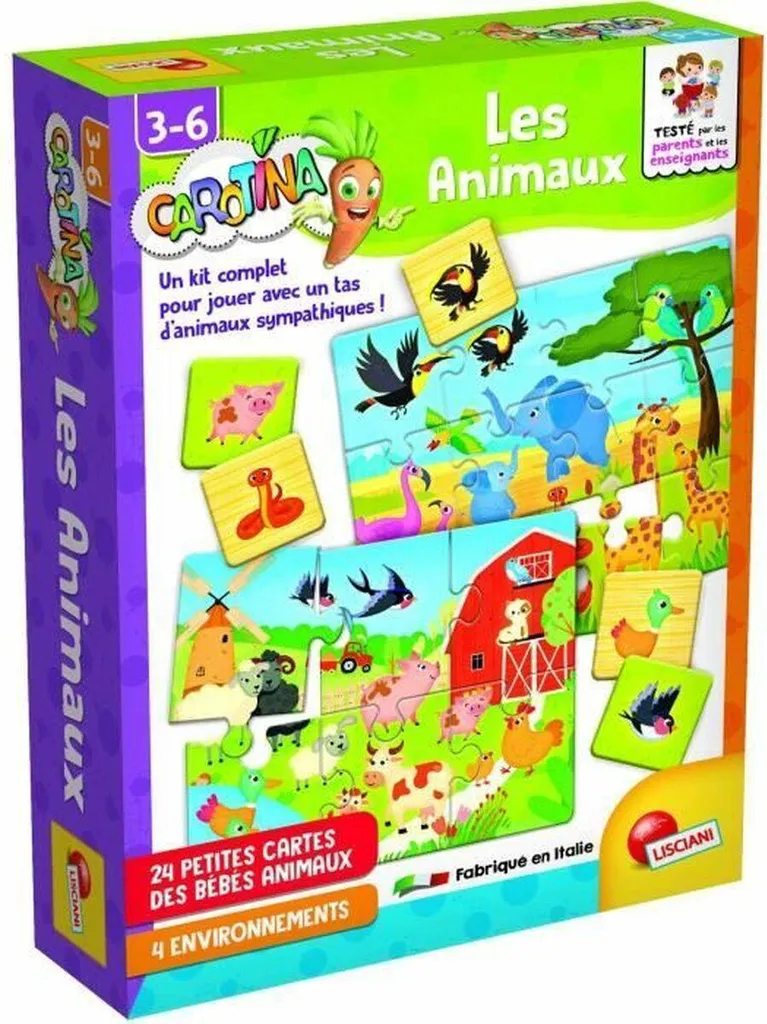Jeu d'éveil animaux Lisciani - Puzzle éducatif en carton pour petits