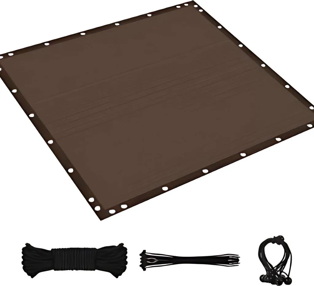 Rete di protezione solare per giardino, pergola e terrazza - Protezione UV 90% - Rete ombreggiante traspirante con occhielli - Colore caffè - 2×3 m