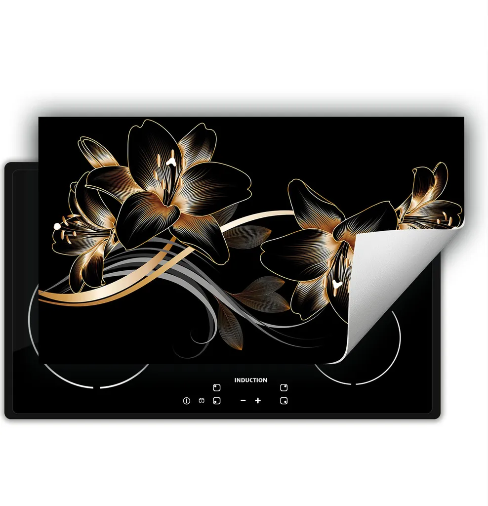 Tappetino Induzione 90x52 DarHaus Nero Orchidea - Copertura Protettiva
