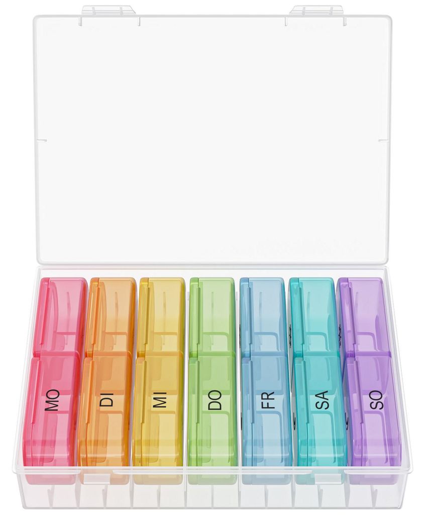 WELLGRO Tablettenbox für 7 Tage - Pillendose je 2 Fächer Produktbild 