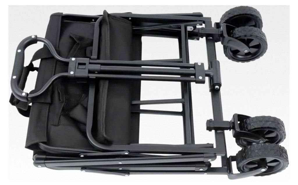 Faltbarer Bollerwagen mit 4 Rollen und verstellbarem Handgriff, Schwarz, 80 kg Tragfähigkeit