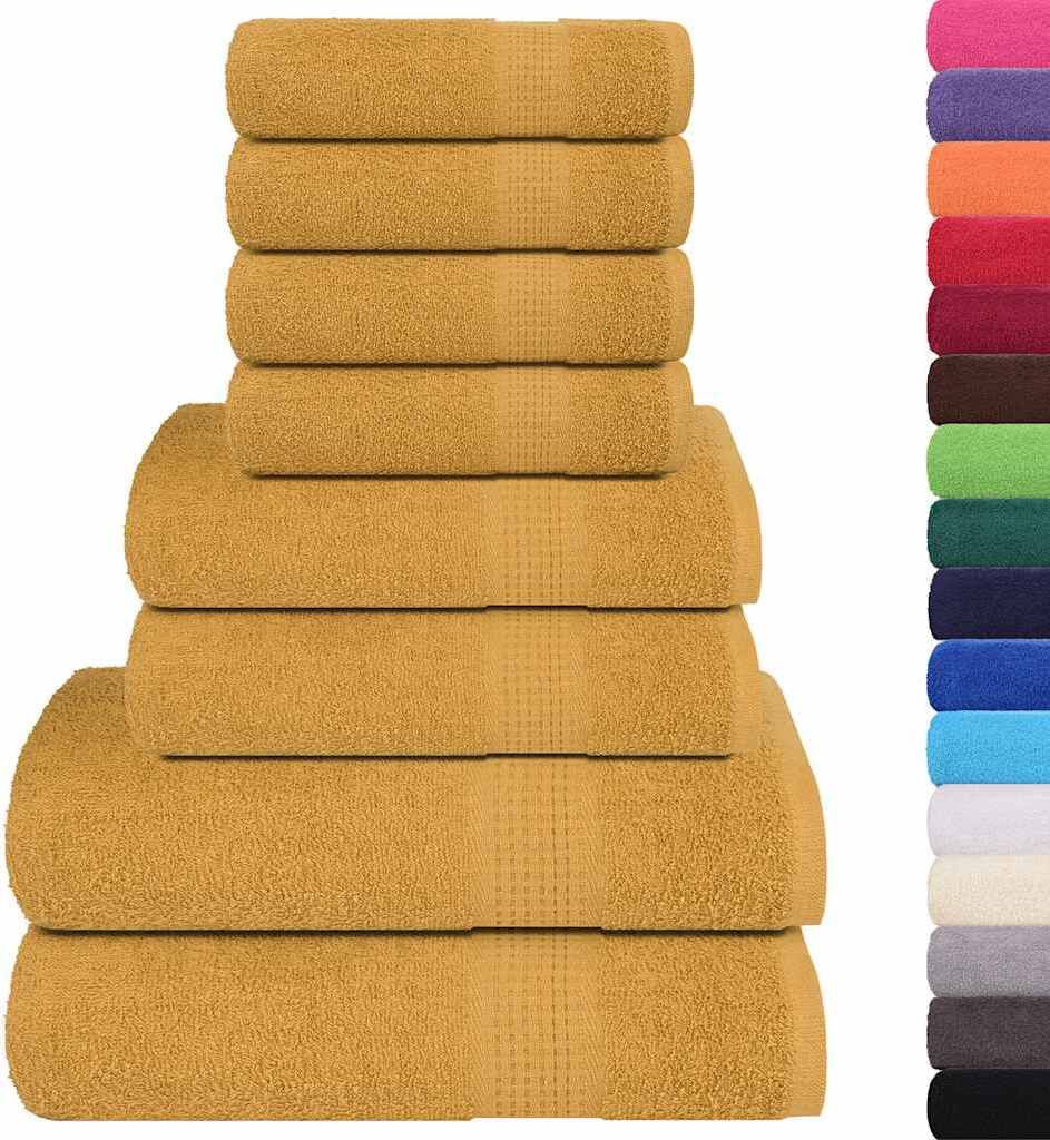 vidaXL 8-tlg. Handtuch-Set FROGN Gold 360 g/m² Produktbild 