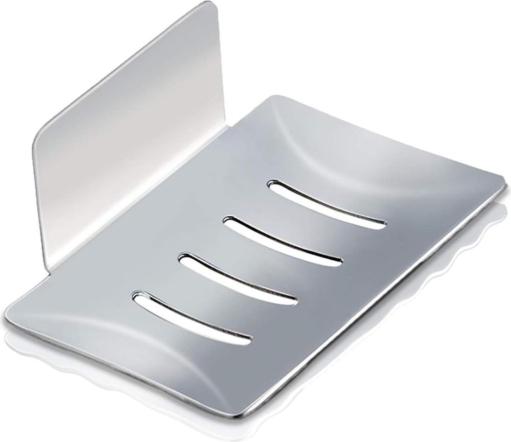 Selbstklebender Seifenhalter - Edelstahl - Für Badezimmer und Küche - Silber