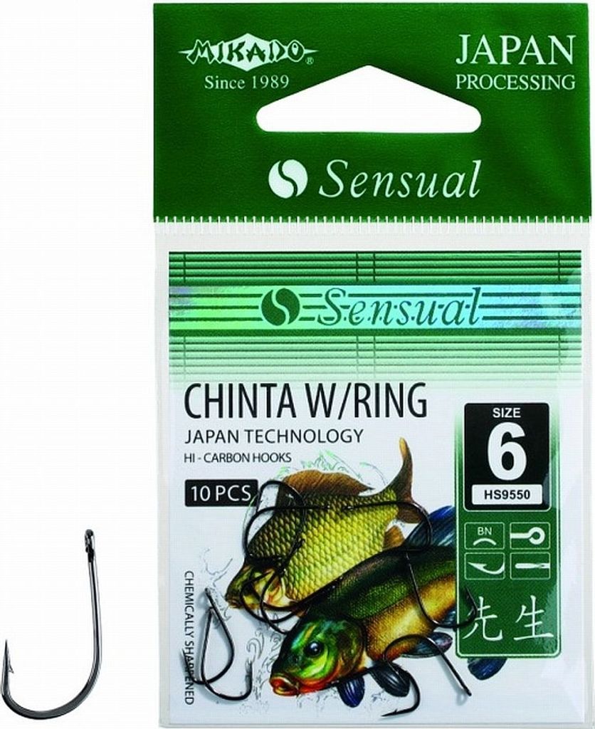 Mikado-Haken - SENSUAL - CHINTA W/RING Nr. 8 BN - Packung mit 10 Stück.