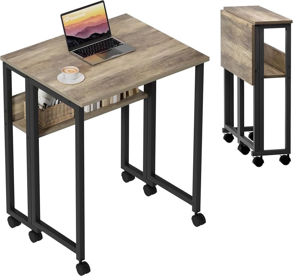 Klappbarer Schreibtisch 63 cm mit Rollen Sandeiche Produktbild 