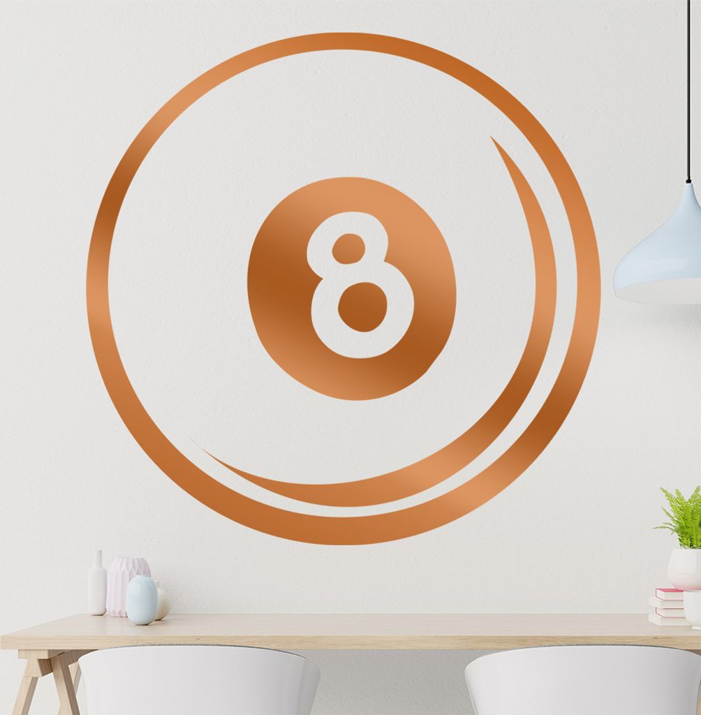 8 Ball Wandtattoo in 6 Größen - Wandaufkleber Wall Sticker - Dekoration, Küche, Wohnzimmer, Schlafzimmer, Badezimmer