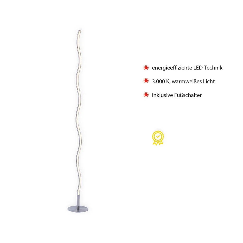 Lampadaire Design Vague Argenté avec LED Intégrées 120cm - Forme Incurvée - 17