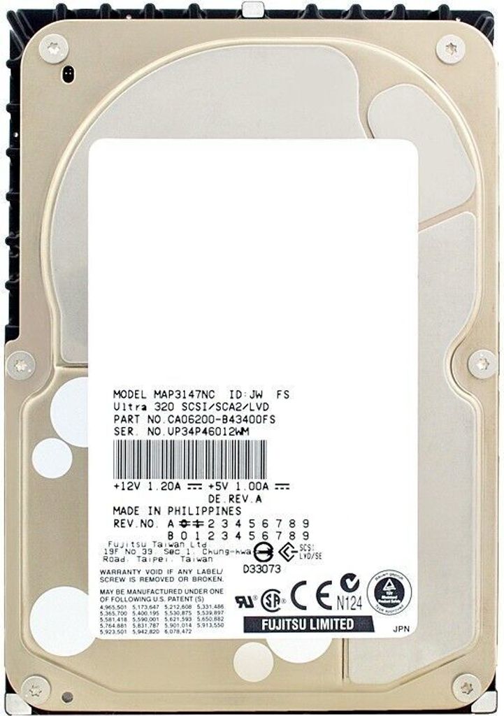 Festplatte Fujitsu MAP3147NC 147GB 10000Rpm SCSI 80pin 3,5''