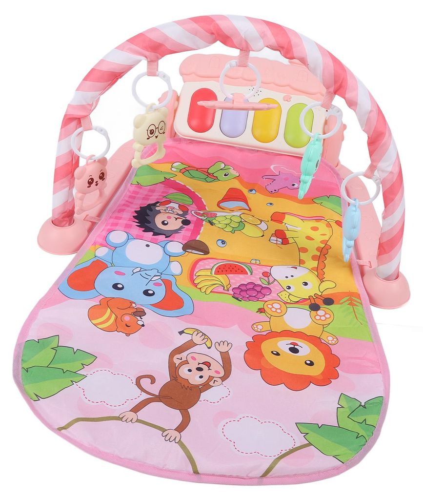 Baby Kick Piano Gym Kleinkinder Musikalische Spielmatte Multifunktions-Fitness-Spaß-Aktivitätspad Rosa