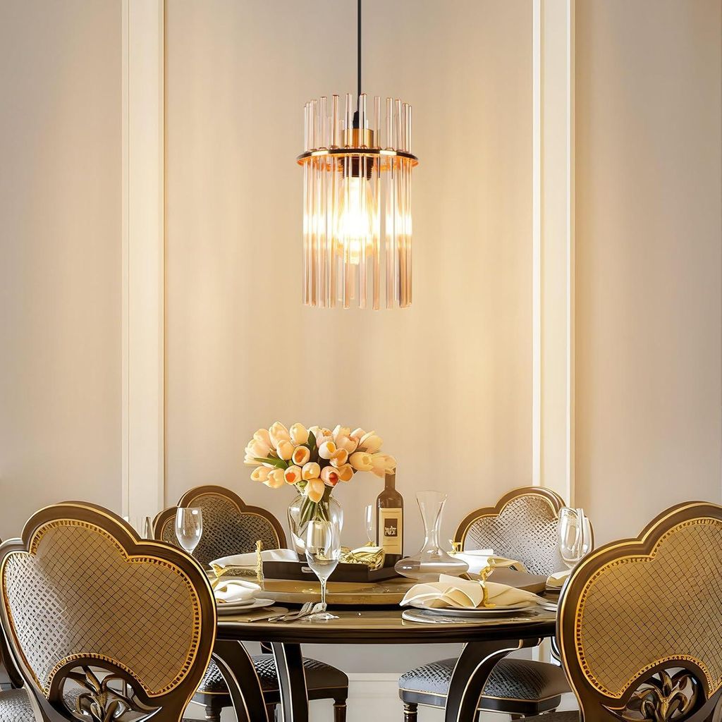 ZMH Pendelleuchte Esstisch Hängelampe 1 Flammig Hängeleuchte E27 Glas Esszimmerlampe Gold für Esszimmer Cafe Bar Küche Schlafzimmer(ohne Leucht...