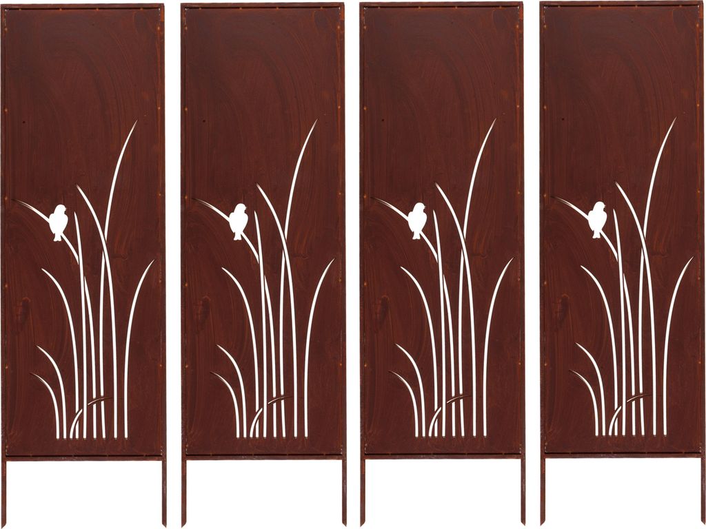 4x Sichtschutz Metall - 160 cm x 50 cm - Edelrost - Produktbild 