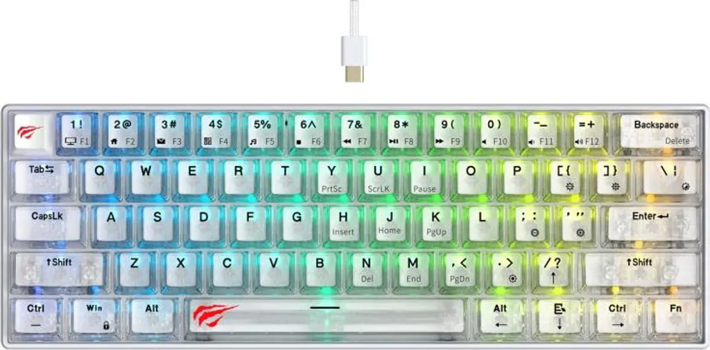 Clavier Gamer Mécanique Transparent Havit KB903L Blanc pour PC et Mac