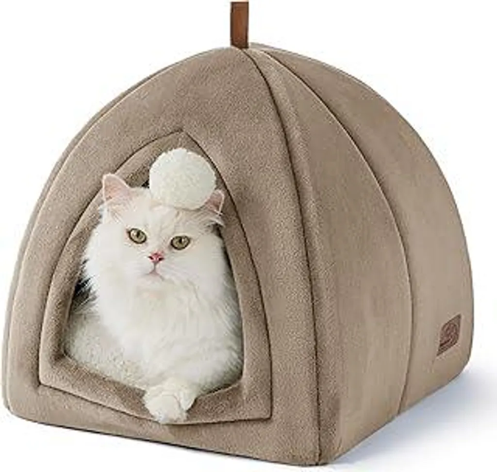 Cuccia Gatto Cammello 40x40x40 - Letto Pieghevole e Morbida Tana