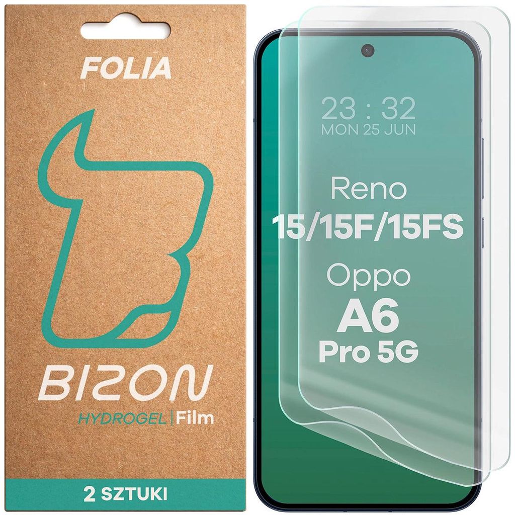 2x Hydrogel Folie für den Bildschirm für Oppo Reno 15 / 15 F / 15 FS / A6 Pro 5G, Bizon Film Hydrogel Front Duo