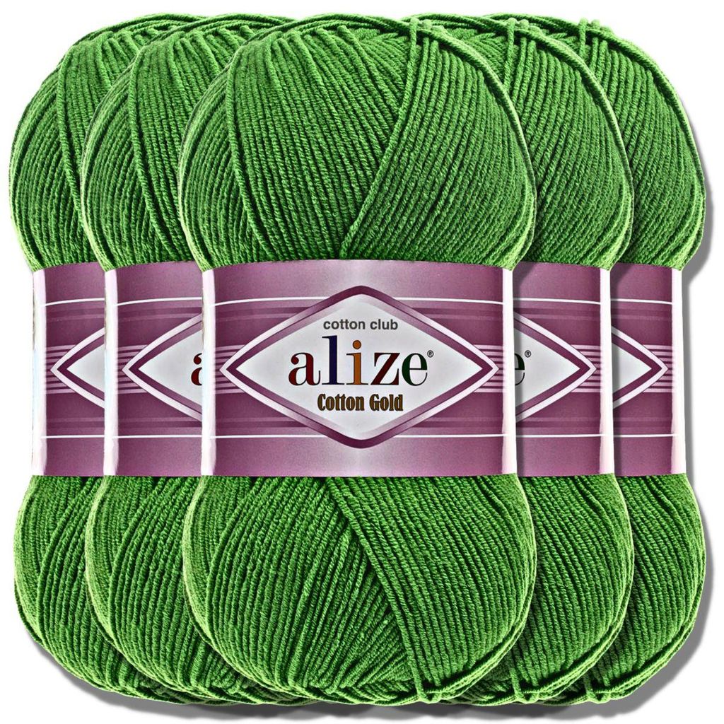 Alize 5x 100 g cotone oro, tinta unita, uncinetto, lavoro a Immagine del prodotto 