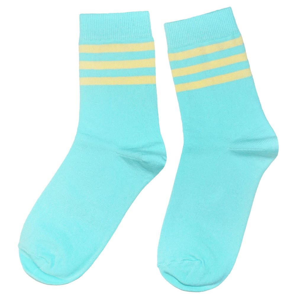 Damen Basic Socken aus Baumwolle Drei Ringel Türkis Größe 35-38