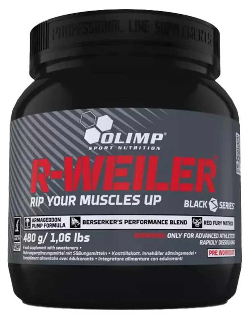 Pré-Workout Musculation Redweiler 480g - Focus et Force Citron Menthe