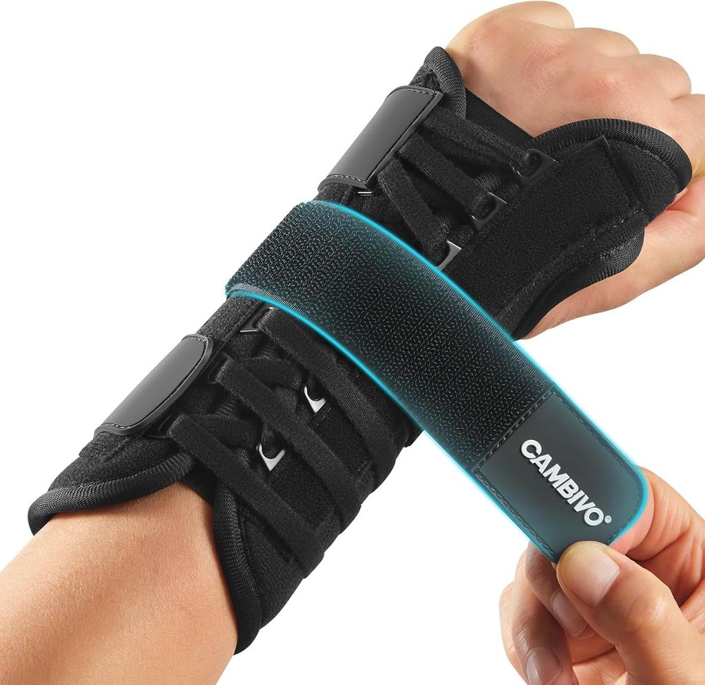 CAMBIVO Handgelenk Bandagen mit 3 Verstellbaren Riemen, Atmungsaktive Handgelenkstütze mit 2 Handflächenseitigen Stabilisatoren für Arthritis, S...