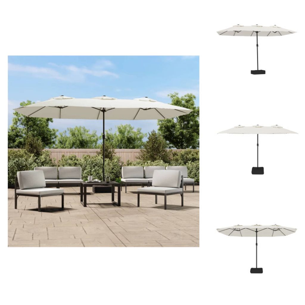 vidaXL Doppelsonnenschirm Sandweiß 449x245 cm - Sonnenschirme & Sonnenschutze